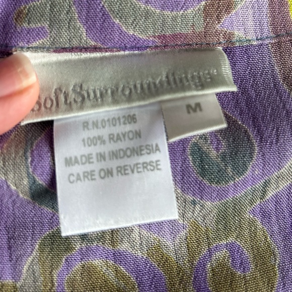 Soft Surroundings Womens M Carnival Batik Topper Tunic Blue Green Boho FLAWS* - Picture 3 of 12